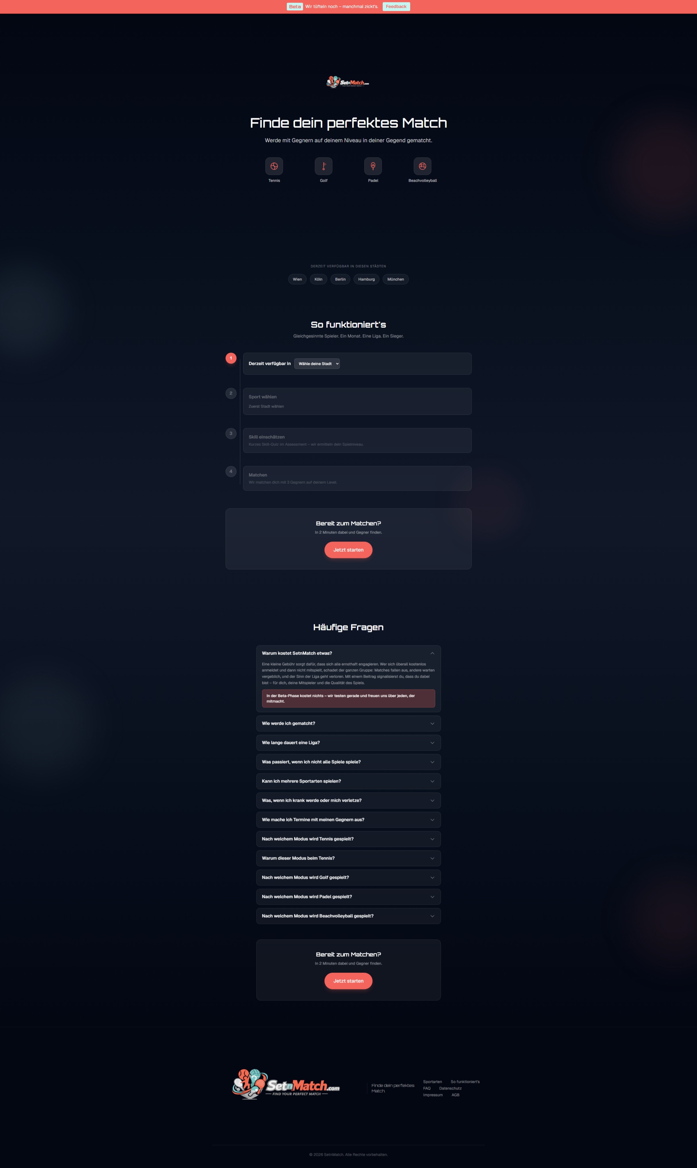 Set'n'Match Sports Platform